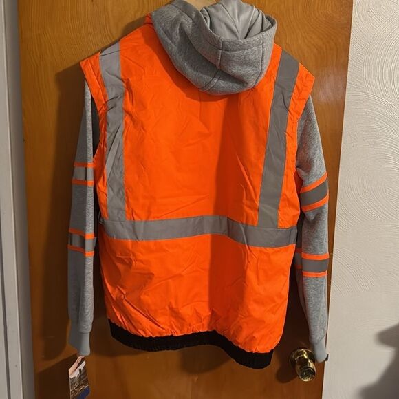 Orange Work Jacket Mens Medium Reflective - Picture 2 of 4